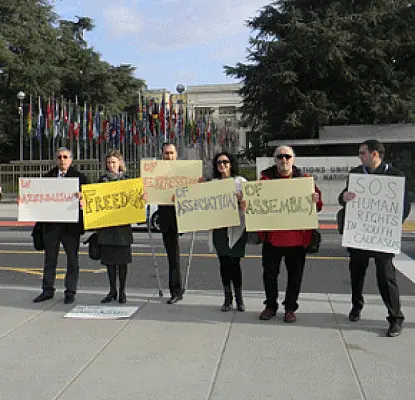 Armenian, Azerbaijani, Georgian Human Rights Defenders Demonstrate in Geneva