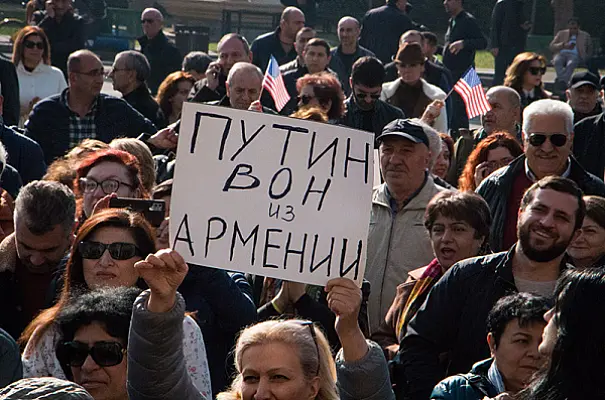 ALLY OR TERRORIST? ARMENIANS DEMONSTRATE AGAINST PUTIN AMIDST HIS VISIT TO YEREVAN