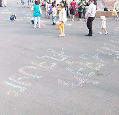 Children 'Chalked' Liberty Square