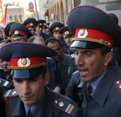 Skirmish Between Police and Opposition Youth During HAK March