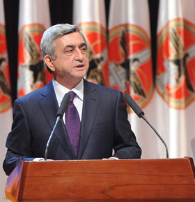 Armenian President Serzh Sargsyan at Republican Party of Armenia's 13th convention